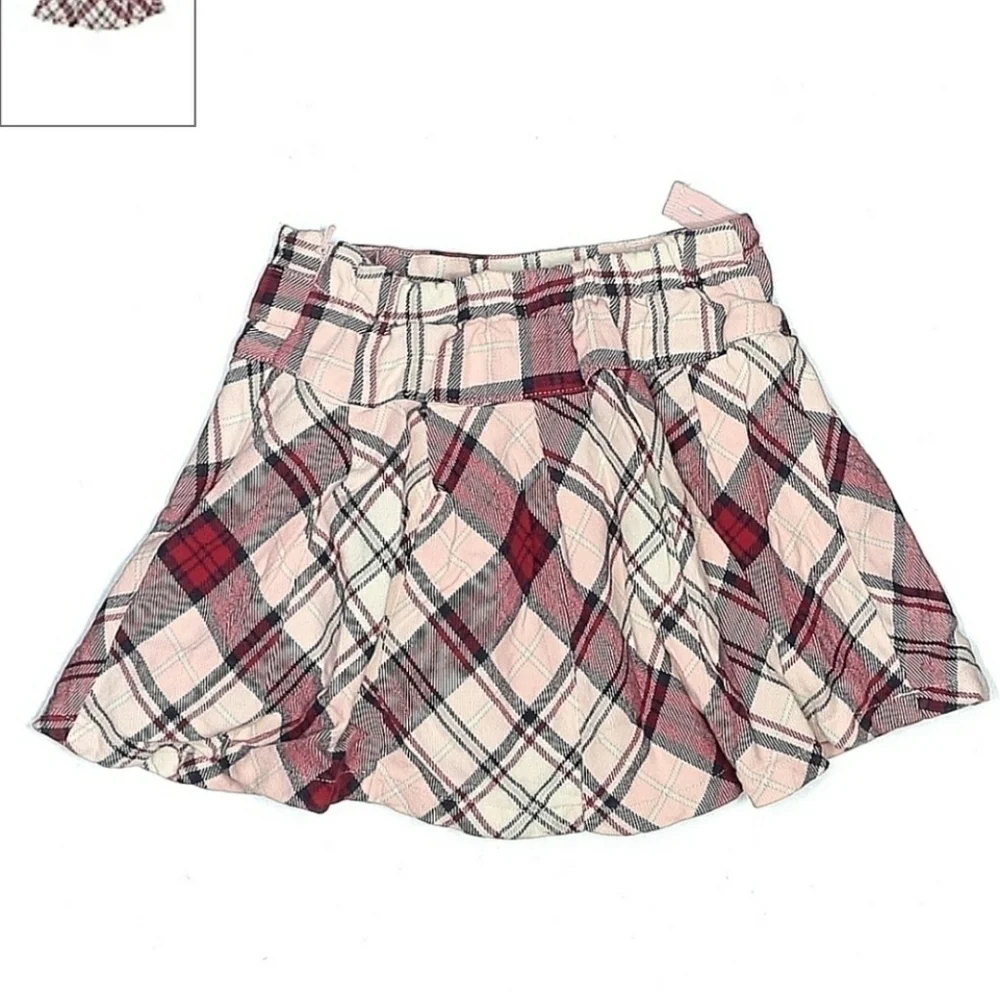 Gymboree Red Pink Plaid Pleated Skort Skirt Size 3T Toddler Girl 100% Cotton EUC